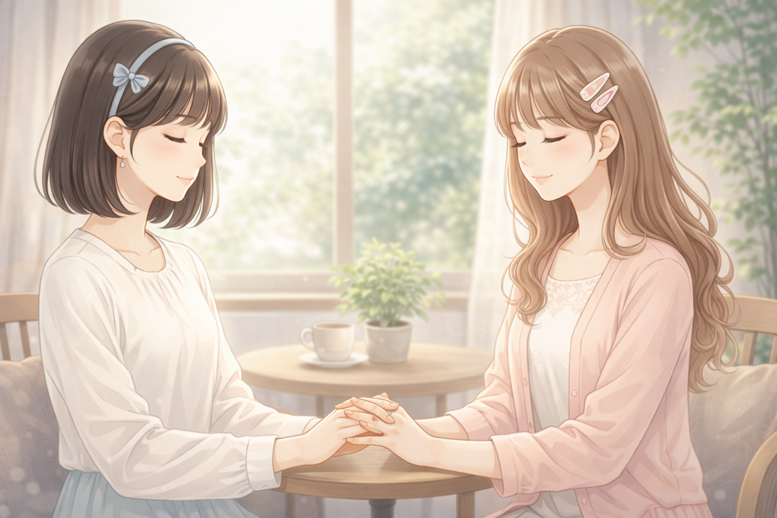 静かな光の中で向き合う二人